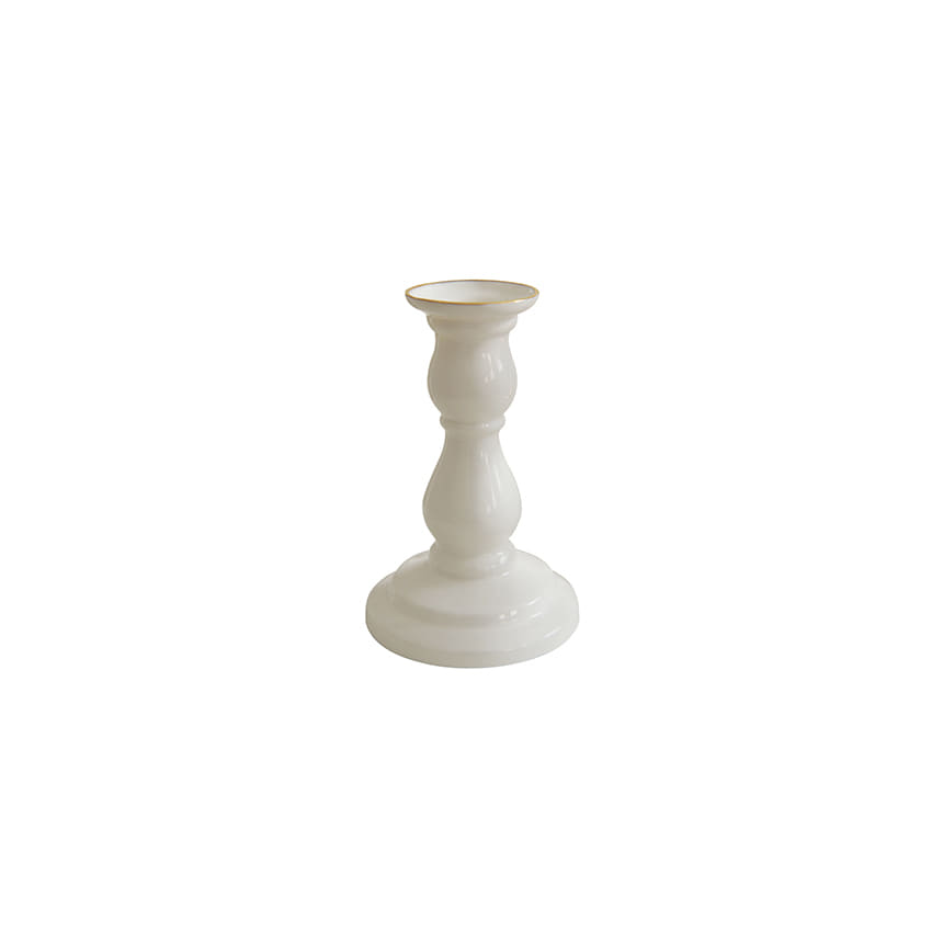 Ceramic Candle holder_White goldrim